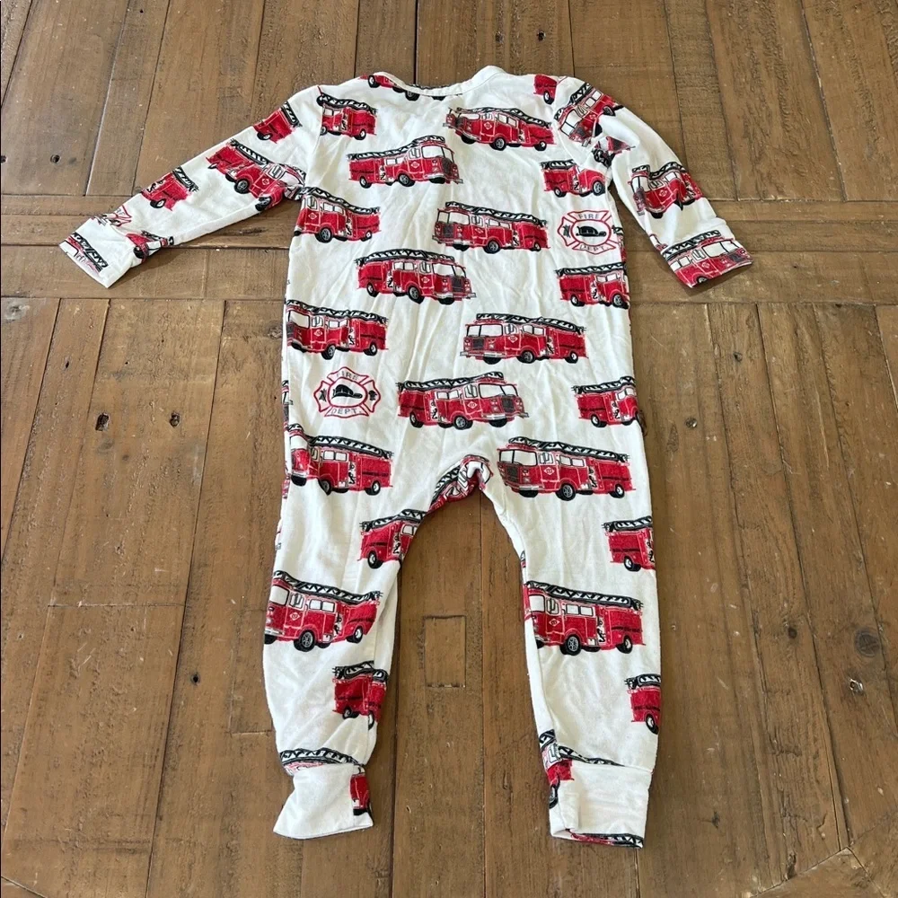 Pink chicken Red Fire Truck bamboo pajamas 12-18 months